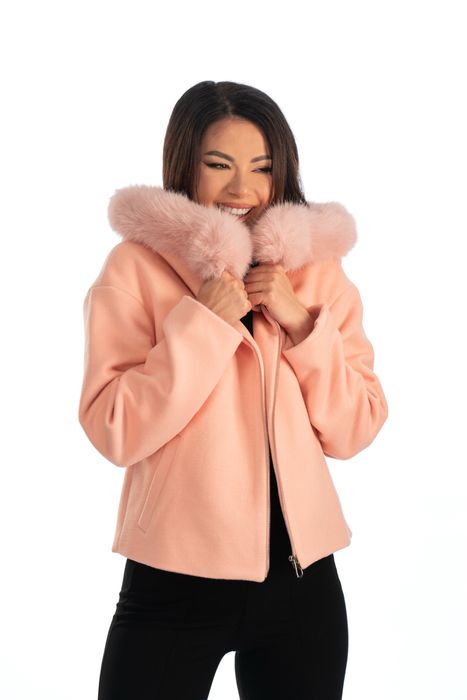 Розово палто с еко пух