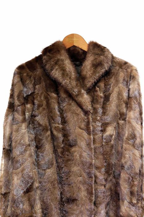 Луксозно дълго дамско палто - естествен косъм норка