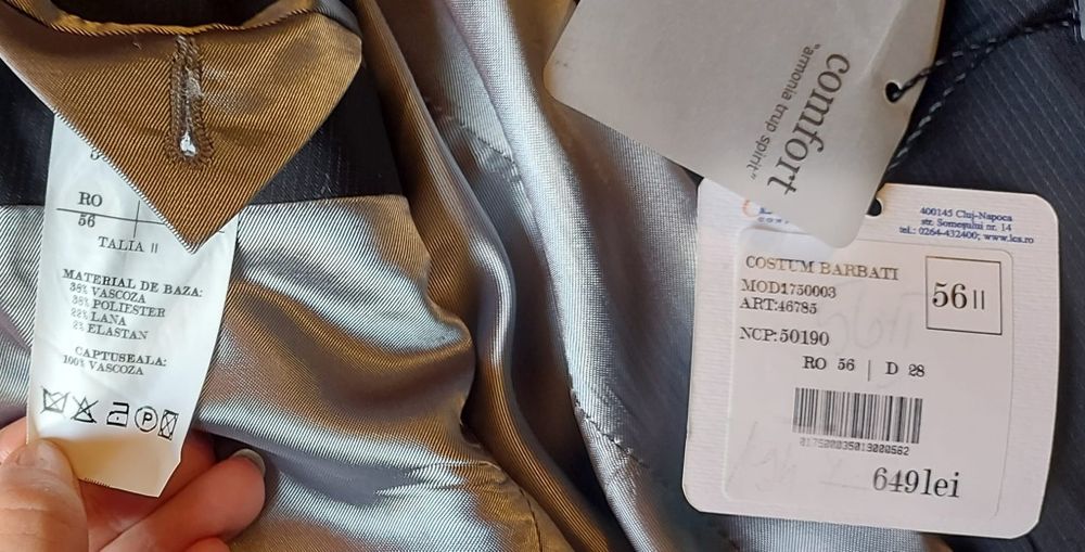 Costum bărbătesc cu eticheta negru 56 talia2