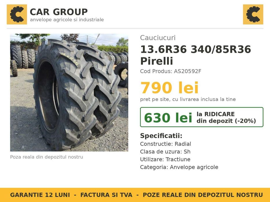 Cauciucuri 13.6R36 340/85R36 Pirelli Anvelope Combina SH TVA Tractor