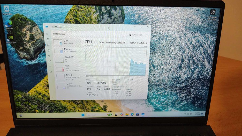 Laptop Dell - 16" - i5 1135G7 - 8GB - 256GB nVME -  MX350 - Win 11 Pro