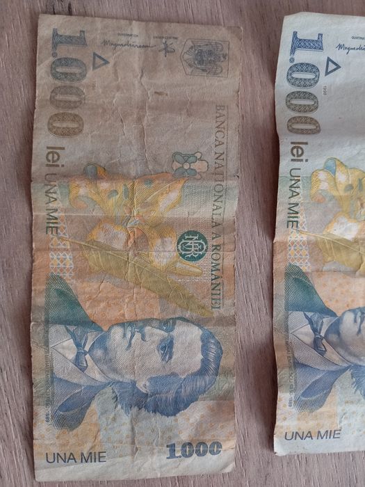 2 Bagnote de 1000 lei 1998.
