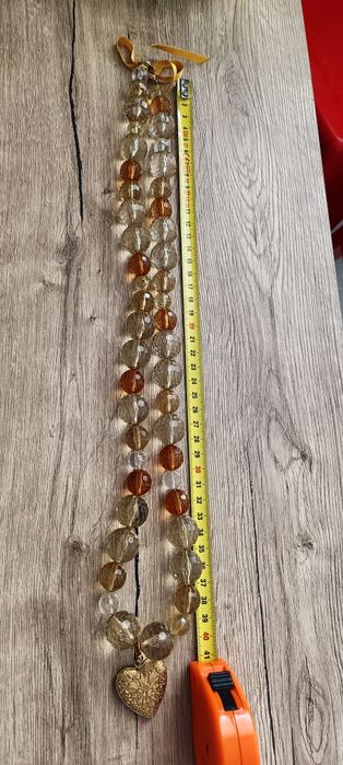 Coliere din imitație citrin și  mărgele negre/verzi