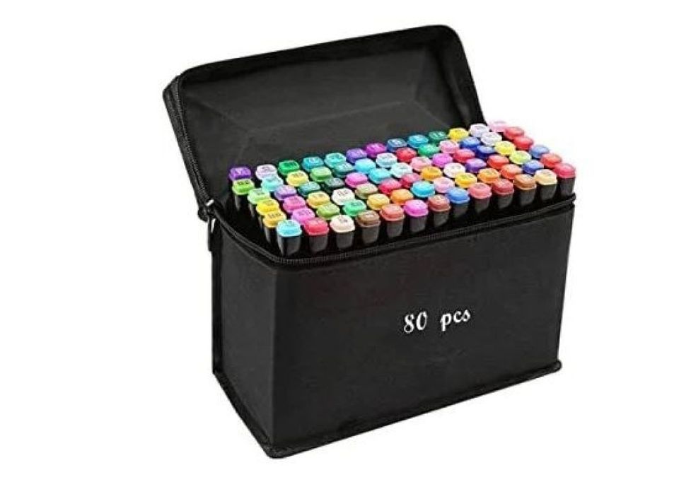 Комплект от маркери с две страни и калъф за съхранение