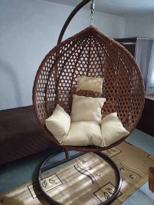 Висящ ратанови стол - градинска люлка - водоустойчив