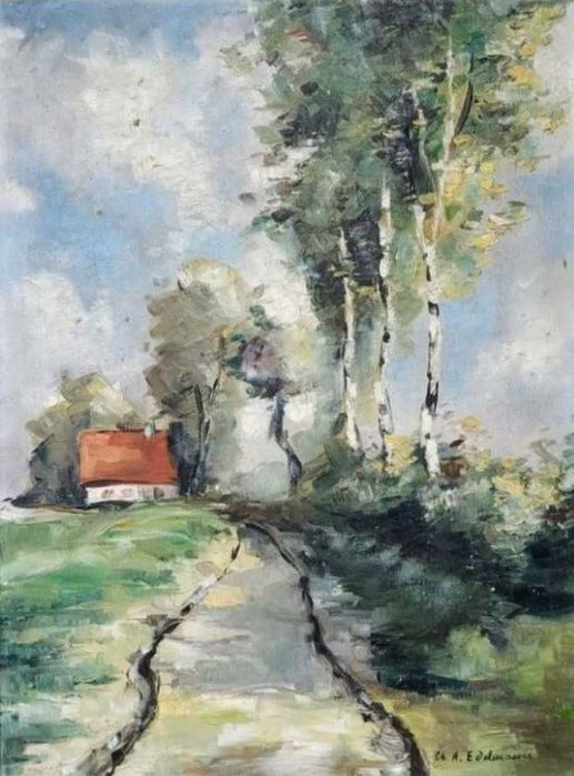 Charles-Auguste Edelmann, Ulei pe pânză, Semnat, Dimensiuni 45 x 55 cm