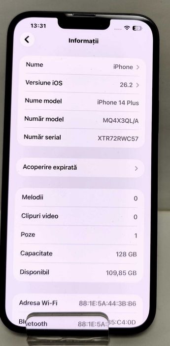 (AG 35) Telefon iPhone 14 Plus 128GB  b.34630 - 2200Lei Garantie 2ani!