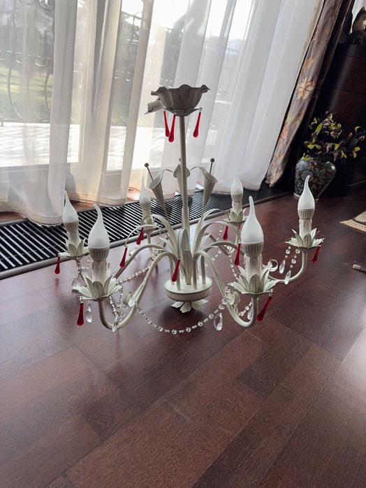 Lustra alba cu 6 brațe, 6 x 40 W