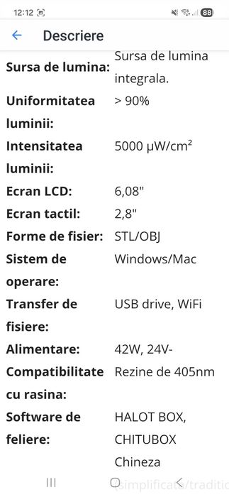 Imprimanta 3D Creality Halot R6
Creality Halot R6 este o imprimanta 3D compacta cu rasina