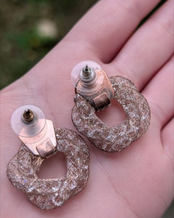 Vechi cercei din cupru, cristale Swarovski