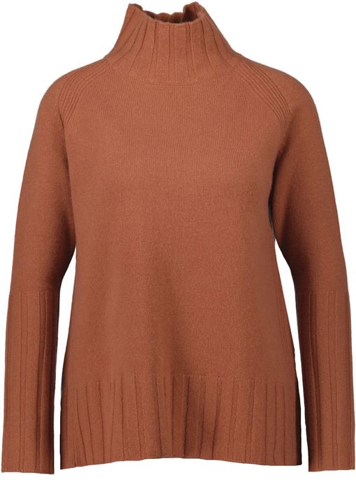 Pulover de damă din cașmir RENA MARX, maro, guler ridicat, mărimea 38