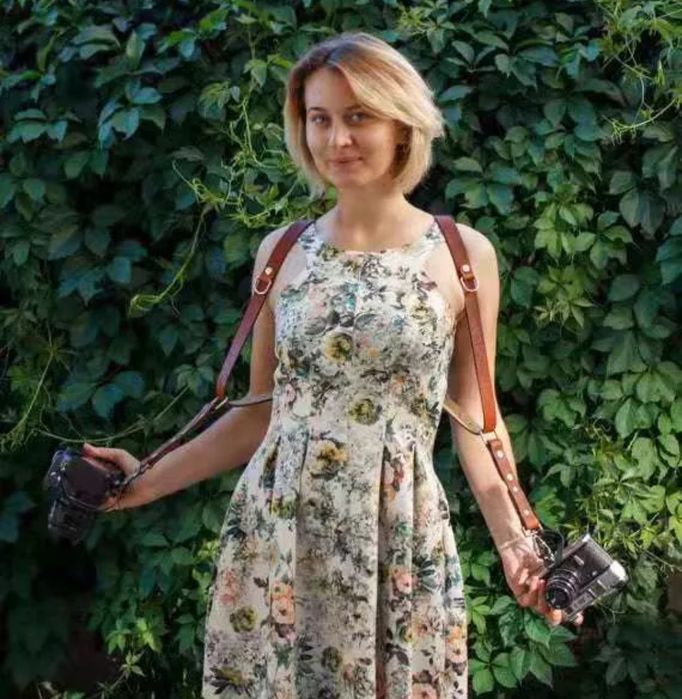 Кожен , двоен ремък за два фотоапарата