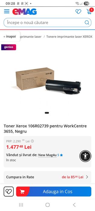 Toner xerox 3655 nou