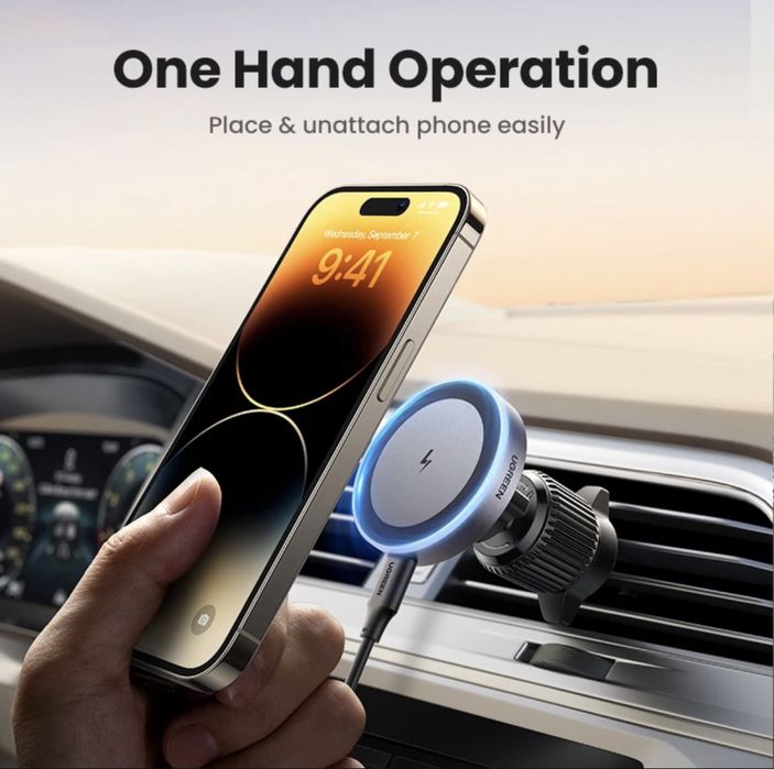 UGREEN MagSafe 15W — магнитный держатель + беспроводная зарядк
