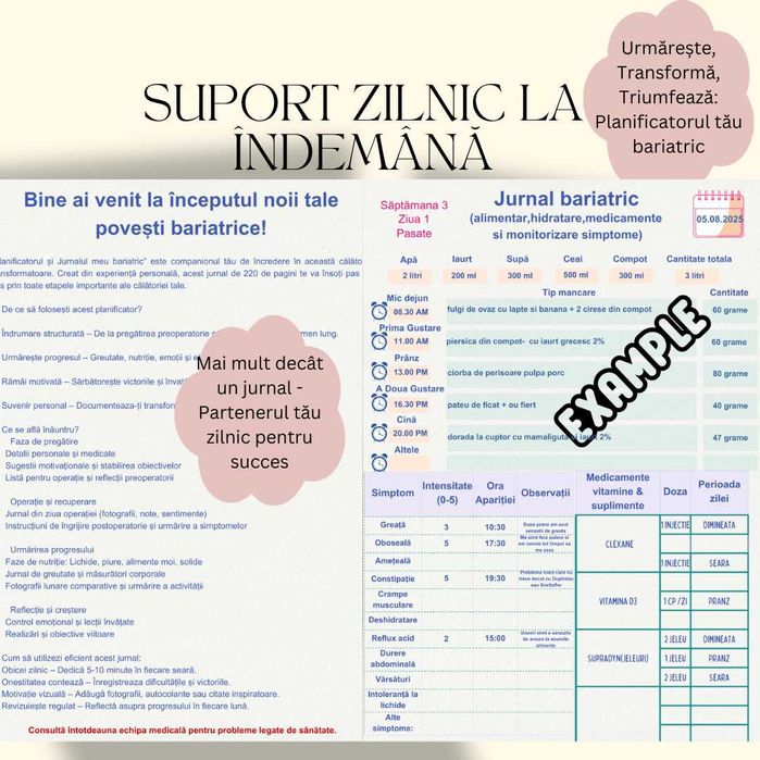 Jurnal si Planificator Bariatric - 219 Pagini Gastric Sleeve/Bypass