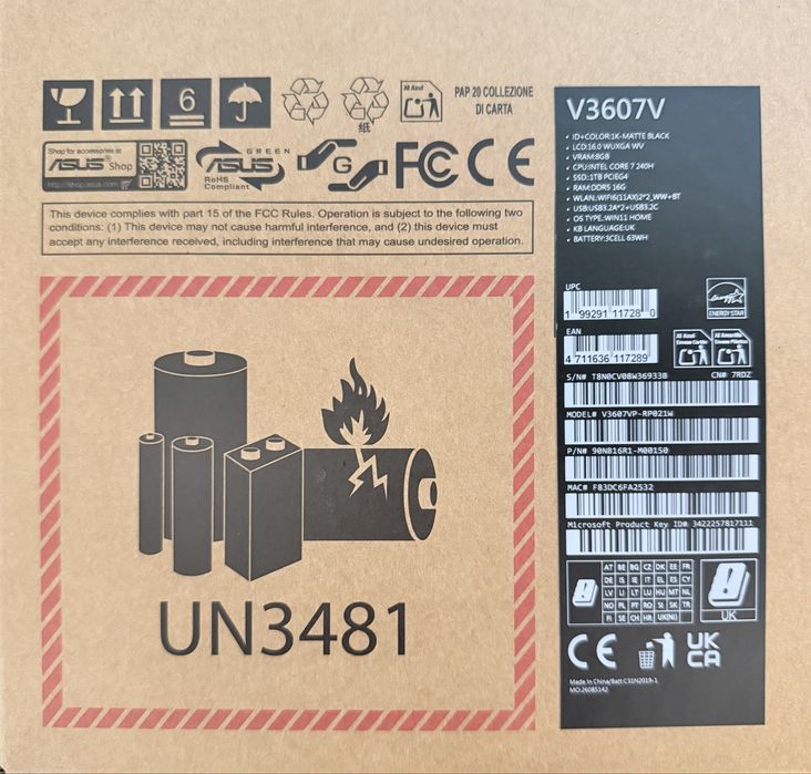 НОВ ASUS V16/WUXGA 144Hz/RTX 5070/7 240H/1TB NVMe/16GB 5600MHz