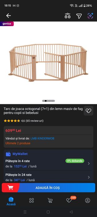 Vând tarc de joacă octogonal pentru bebeluși