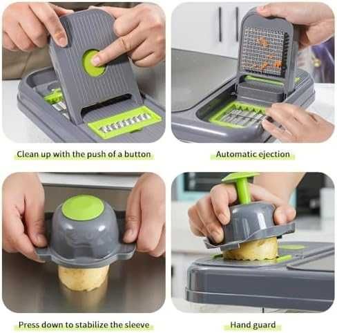 Нов 12 в 1 чопър и резачка за зеленчуци с дъска и ренде за кухня уред