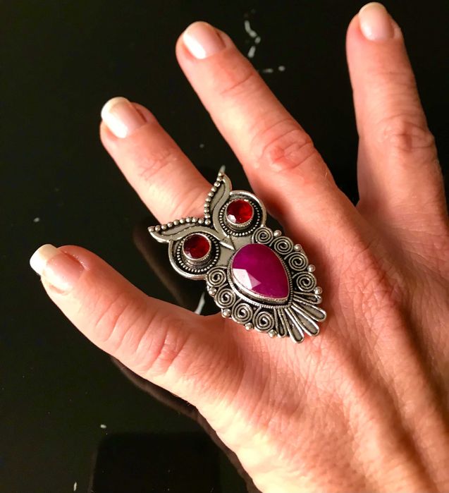 Inel Argint 925 cu Pietre Semipretioase Granat si Rubin