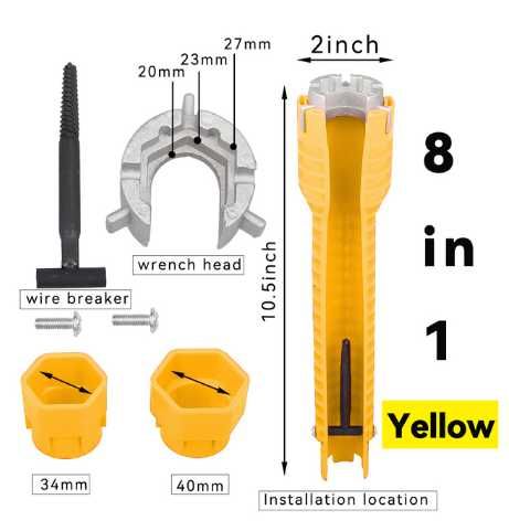 Перфектен Гаечен водопроводен тръбен ключ 8 в 1 с нивелир на него