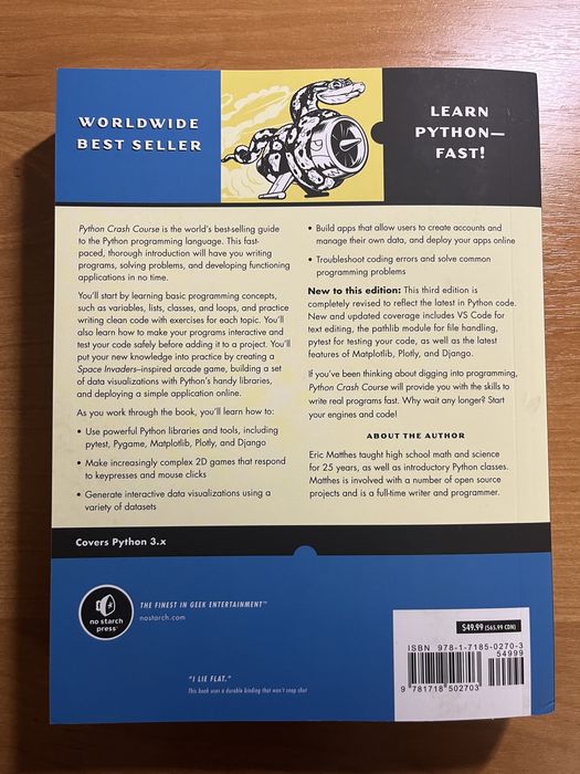 Python Crash Course | Книга по программированию на Питоне