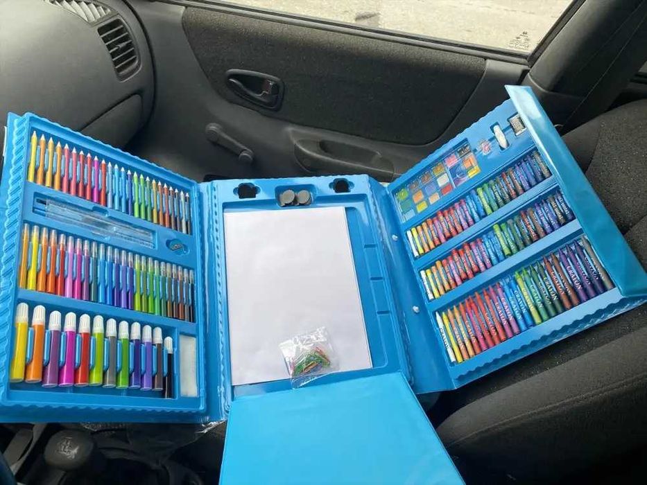 ПРОМОЦИЯ! Детски комплект за рисуване в куфар от 208 части,  Син/Розов