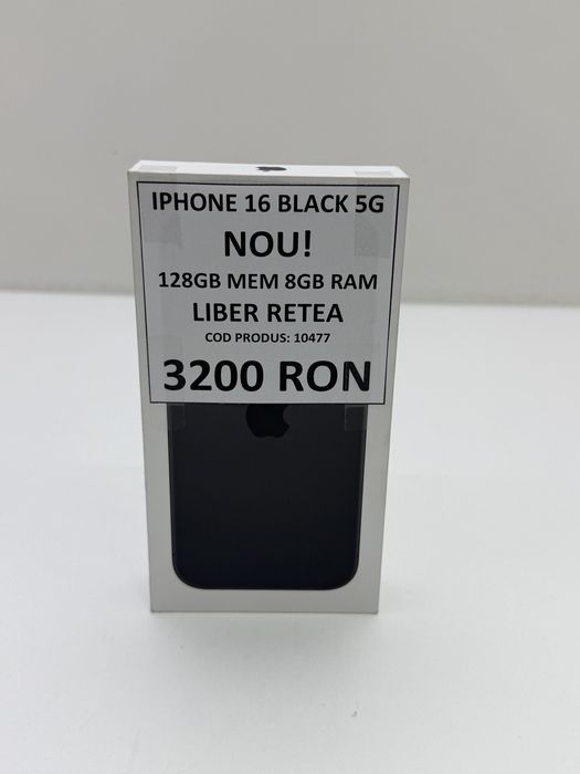 iPhone 16, 128GB, 5G, Black - Nou