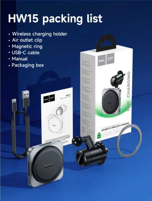 Hoco HW15 Speed Магнитный Авто Держатель MagSafe 15W For iPhone 14 15