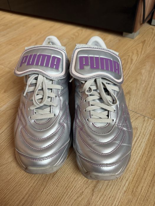 Кожени маратонки puma в сребрист цвят металически