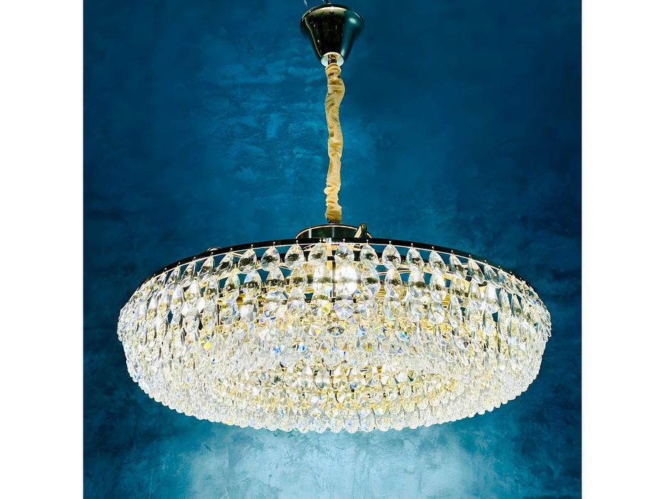 Люстра подвесная, хрустальная, с регулировкой высоты, круг и овал, Е14