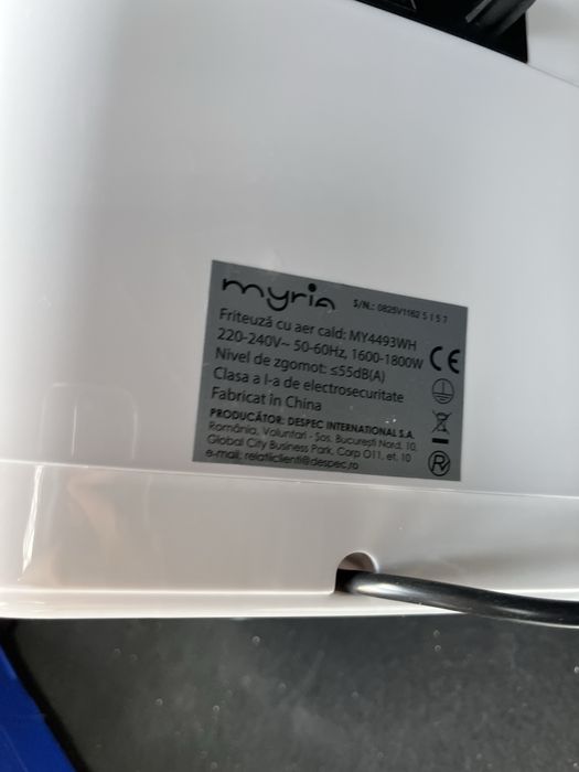 Friteuza cu aer cald MYRIA MY4493WH, 6.7l, 1800W, alba