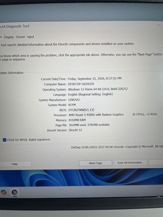 Laptop Lenovo AMD Ryzen 5 4500 Series