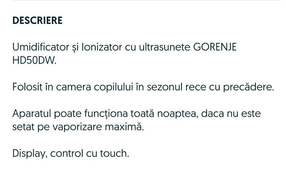 Umidificator Gorenje H 50DW