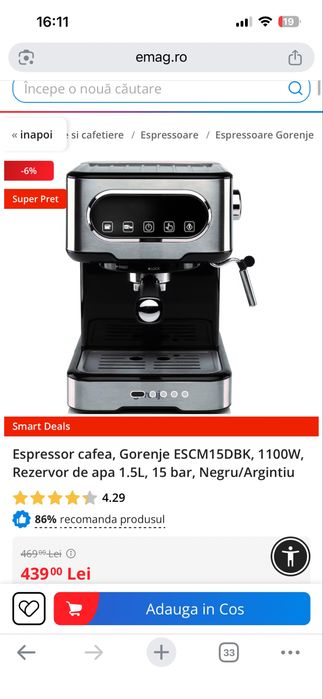 Espresor manual Gorenje