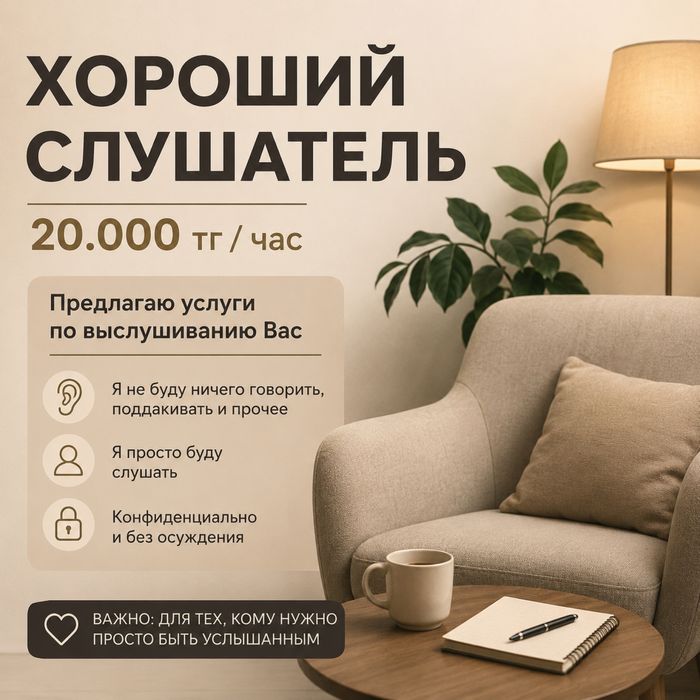 Хороший слушатель — 20 000 тг/час