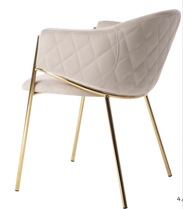 Set 6 Scaune Living Bej cu Picioare Aurii - Ca Noi, 6 luni vechime