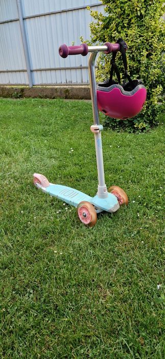 Set Trotinetă B1 500 alb-verde copii + casca 52-54 cm