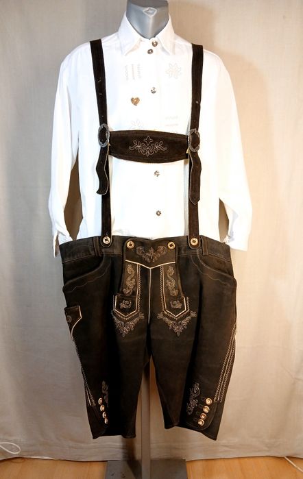 Pantaloni Oktoberfest Lederhose bavarezi nr 56/3XL Pantaloni vânătoare