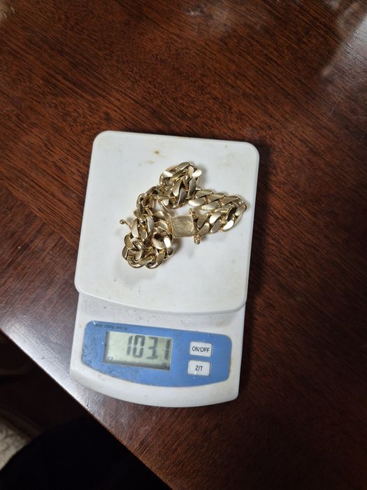 Златна гривна 14K 103.1гр. VIP  Miami Men's Cuban Curb Link Bracelet 9