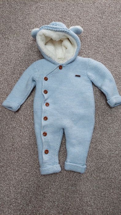 Salopete/Overall/Costume tricotate cu urechiușe de iarna