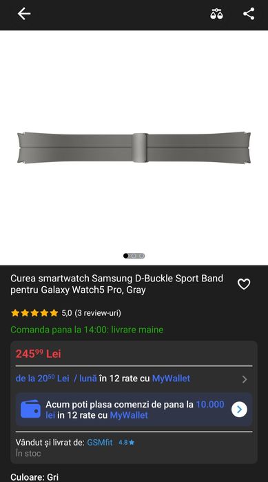 Curea bratara ceas originala Samsung D-Buckle Sport Band Watch 4 5 Pro