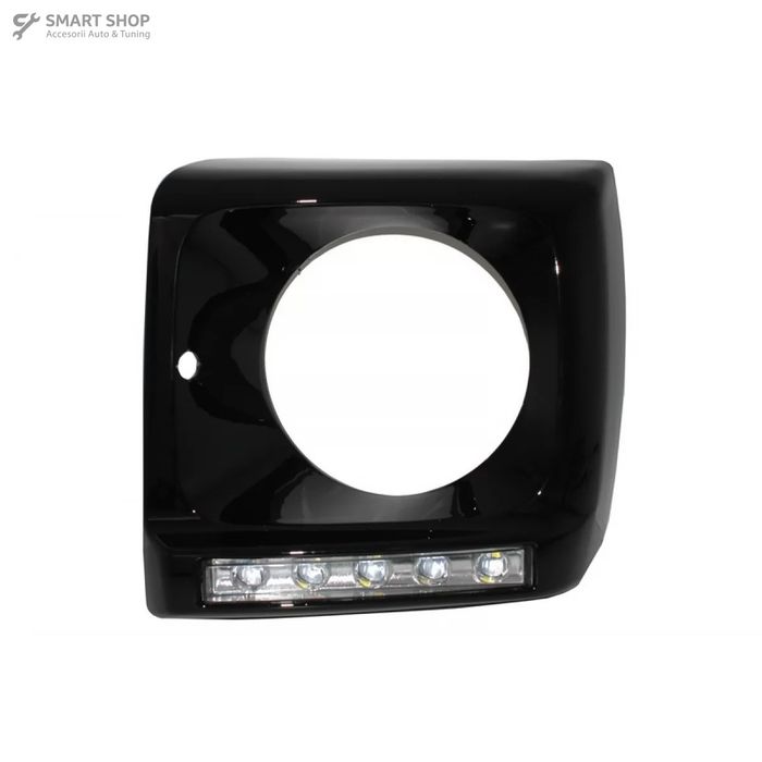 Carcasa Faruri cu Lumini de zi dedicate LED DRL compatibil cu Mercedes G-class W463 (1989-2012) G65 Design Negru cu Faruri Bi-Xenon