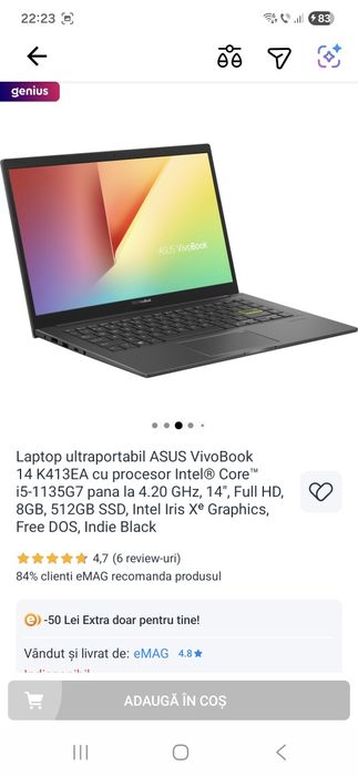 Laptop ASUS Vivobook nou,neutilizat GEANTA CADOU