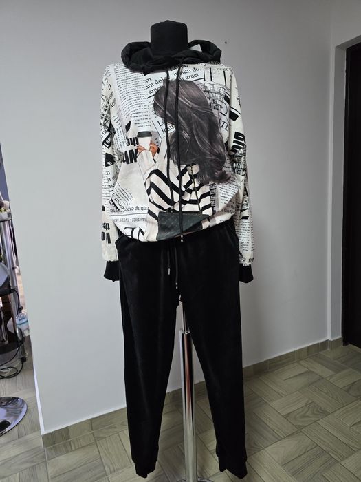 Trening dama catifea, hoodie cu gluga