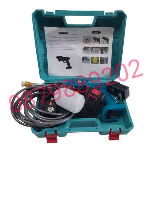 Акумулаторна водоструйка за почистване на автомобили  батерия, зарядно