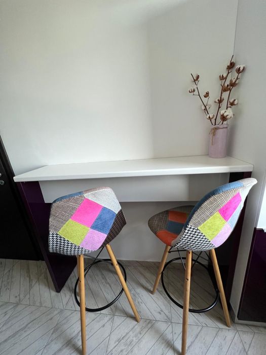 Set 2 Scaune Bar Patchwork – Design Modern / Scandinav