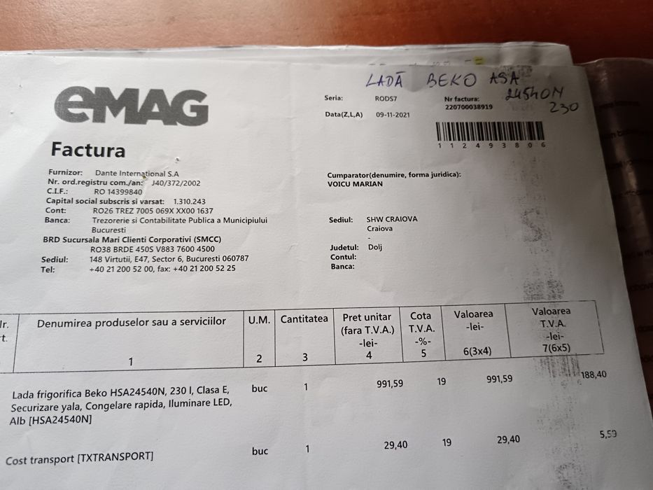 Vânzare ladă frigorifică Beko 230l