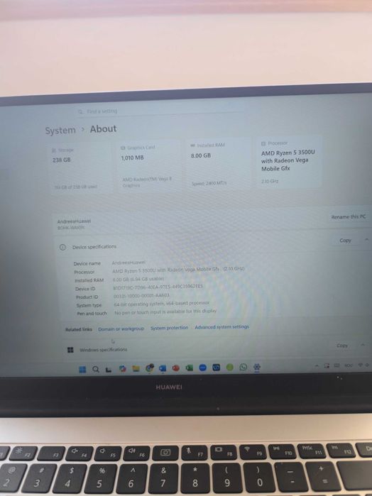 Laptop Huawei D15 pro matebook