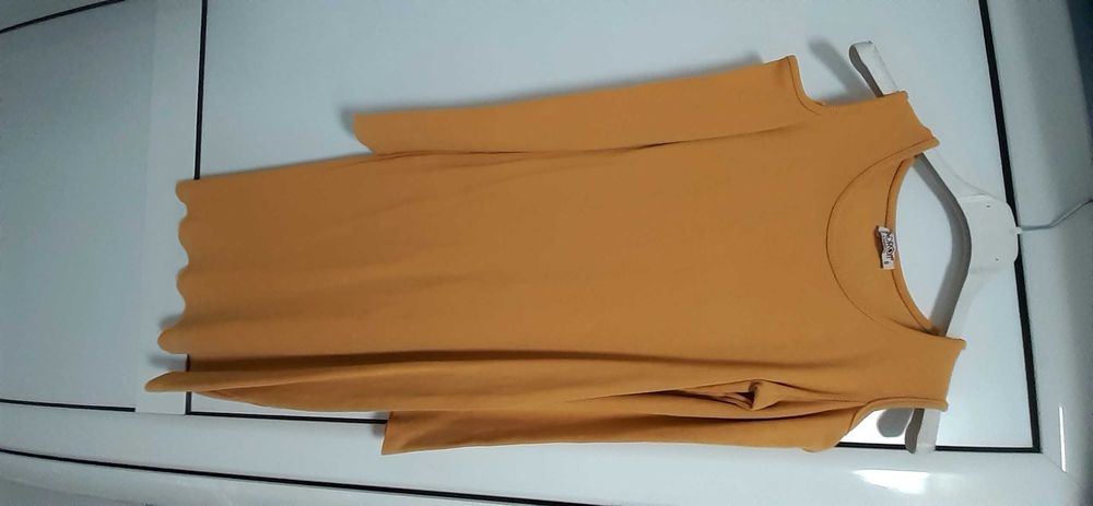 НОВО !!! Жълта рипсова рокля - С размер