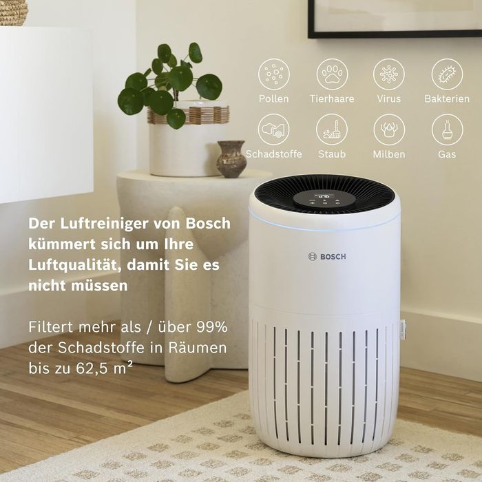 Пречиствател за въздух Bosch Air 4000, 3-в-1 HEPA филтър, CADR 300m³/h